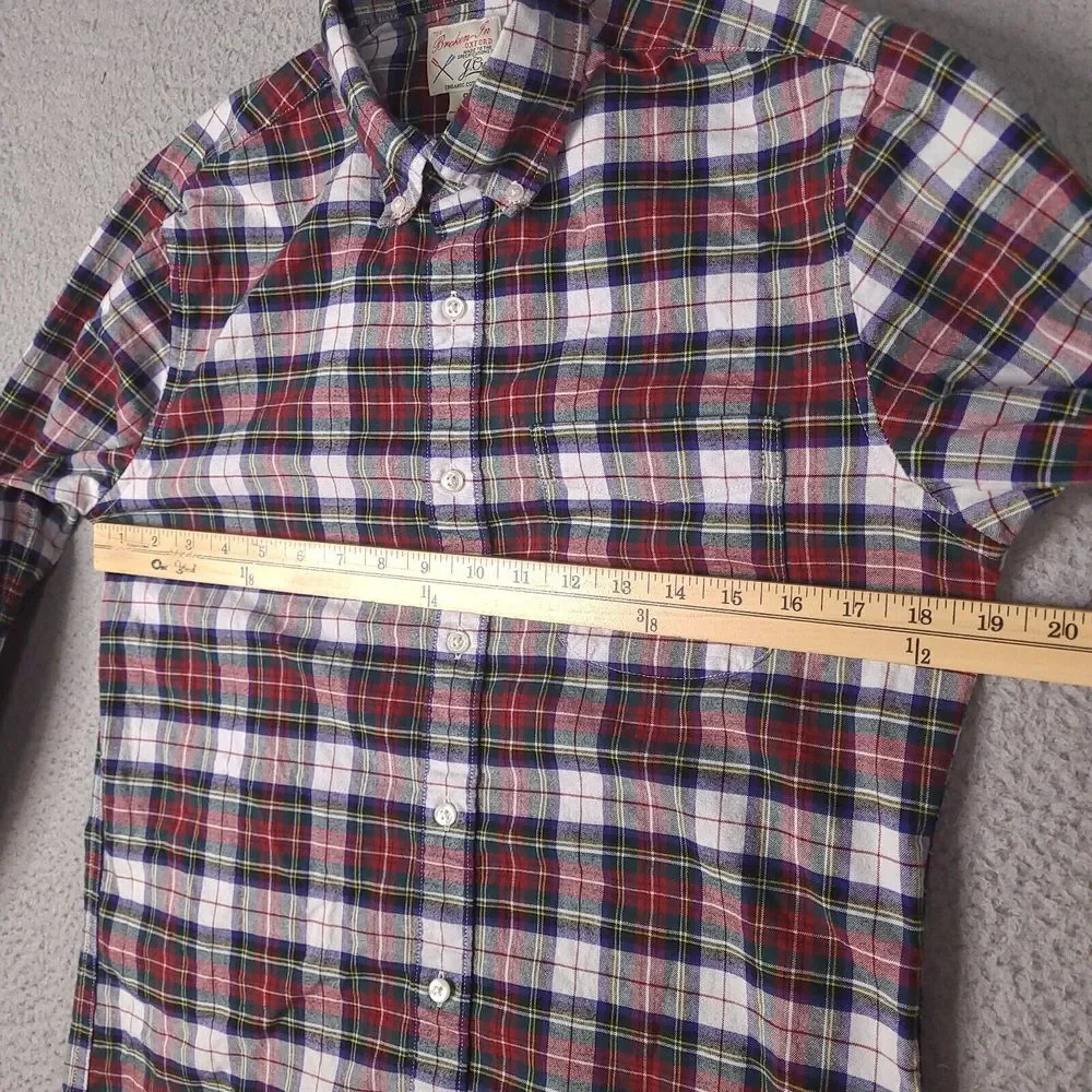 J Crew Shirt Mens Small Slim Plaid The Broken-in Oxford Organic Cotton Button Up